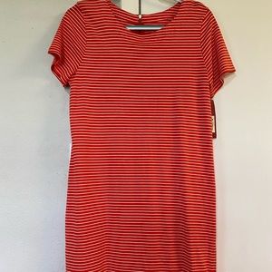 Merona red white stipe dress size L/G